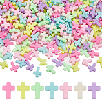 300PCS Opaque Acrylic Cross Beads, Mixed Color, 17x12.5x5mm, Hole: 2mm, about 1470~1497pcs/500g(SACR-SC0001-16)