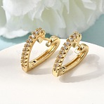 Brass Micro Pave Clear Cubic Zirconia Hoop Earrings, Heart, Real 16K Gold Plated, 17x18.5x2.5mm(EJEW-G473-02G)