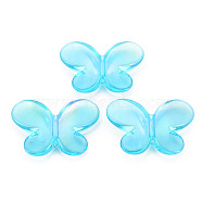 Transparent Acrylic Beads, Butterfly, Sky Blue, 21.5x29.5x6mm, Hole: 2mm(X-TACR-N006-50-A02)