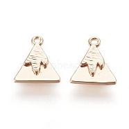 Brass Charms, Triangle/Mountain, Real 18K Gold Plated, 9x8x1.5mm, Hole: 0.8mm(KK-F765-01G)