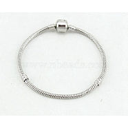 Stylish and Sturdy Snake Chain Bracelet with Long-lasting Plating for DIY Jewelry Making, Silver, 0.2cm(ST6287301)