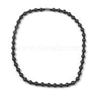Round Synthetic Non-Magnetic Hematite Beaded Necklaces for Women Men, with Alloy Magnetic Clasp, 20.47 inch(52cm)(NJEW-E097-06)