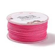 Round Waxed Polyester Cord, Twisted Cord, Deep Pink, 1mm, about 49.21 Yards(45m)/Roll(YC-C001-01A-19)
