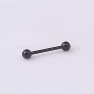 316 Surgical Stainless Steel Tongue Rings, Black, 25mm, Pin: 1.6mm, Head: 5mm(WGF0CE1-03)