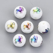 Electroplate Glass Beads, Round with Constellations Pattern, Multi-color Plated, Sagittarius, 10mm, Hole: 1.2mm(EGLA-S178-11H-08)