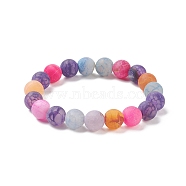 Natural Weathered Agate(Dyed) Round Beaded Stretch Bracelet, Gemstone Jewelry for Women, Pink, Inner Diameter: 2-1/8 inch(5.3cm), Beads: 10mm(BJEW-JB08500)
