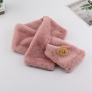 Polyester Faux Rabbit Fur Boys Girls Adjustable Neck Warmer Scarf, Winter Autumn Kids Cute Bear Collar Scarf, Pale Violet Red, 830~1300mm(COHT-PW0001-33B)