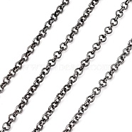 Iron Rolo Chains, Belcher Chain, with Spool, Unwelded, Lead Free, Gunmetal, 2x1mm, about 328.08 Feet(100m)/roll(CH-S066-B-LF)