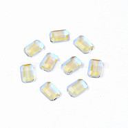 Glass Rhinestone Cabochons, Nail Art Decoration Accessories, Faceted, Rectangle Octagon, Clear AB, 6x4x1.5mm(MRMJ-N027-027A)