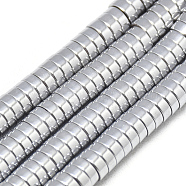 Electroplate Non-magnetic Synthetic Hematite Beads Strands, Heishi Beads, Flat Round/Disc, Platinum Plated, 6x2mm, Hole: 2mm, about 188pcs/strand, 15.7 inch(G-T061-10A)