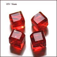 Imitation Austrian Crystal Beads, Grade AAA, Faceted, Cube, Dark Red, 7x8.5x8.5mm, Hole: 0.9~1mm(SWAR-F069-6x6mm-05)