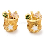 Alloy Enamel European Beads, Large Hole Beads, Golden, Drink, Gold, 13x10x8mm, Hole: 4.5x4mm(ENAM-M008-09G-01)