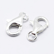 925 Sterling Silver Lobster Claw Clasps, with 925 Stamp, Silver, 11.5mm, Hole: 1mm(X-STER-K167-074B-S)