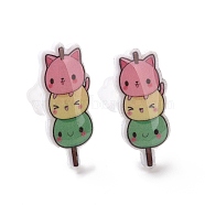 Colorful Acrylic Imitation Food Stud Earrings with Platic Pins for Women, Cat, 17x7mm, Pin: 0.9mm(EJEW-F293-02D)