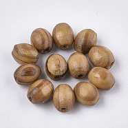 Pine Natural Wood Beads, Undyed, Oval, Peru, 10x8mm, Hole: 2~3mm, about 2770pcs/500g(WOOD-S053-10)