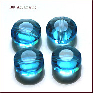 Imitation Austrian Crystal Beads, Grade AAA, Faceted, Flat Round, Deep Sky Blue, 8x4mm, Hole: 0.9~1mm(SWAR-F065-8mm-10)