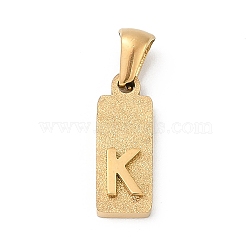 304 Stainless Steel Pendants, Golden, Rectangle with Letter Charm, Letter K, 17.5x6.5x3mm, Hole: 3x6mm(STAS-Z120-03K-G)