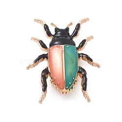 Beetle Enamel Pins, Alloy Brooches for Backpack Clothes, Colorful, 49x40mm(JEWB-E041-14KCG-01)