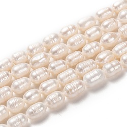 Natural Cultured Freshwater Pearl Beads Strands, Rice, Bisque, 9~11x7~8mm, Hole: 0.6mm, about 34pcs/strand, 12.80 inch(32.5cm)(PEAR-L033-76)