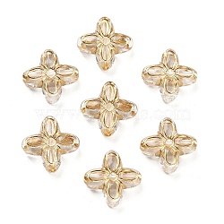 Metal Enlaced Transparent Acrylic Beads, Golden Plated, Flower, Clear, 17x17x5.5mm, Hole: 2mm(X-MACR-M045-04)