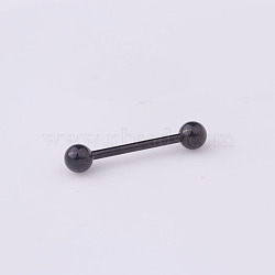 316 Surgical Stainless Steel Tongue Rings, Black, 25mm, Pin: 1.6mm, Head: 5mm(WGF0CE1-03)