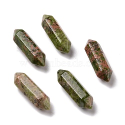 Natural Unakite Beads, No Hole, Faceted, Bullet, 22~23x6x6mm(G-K330-54)