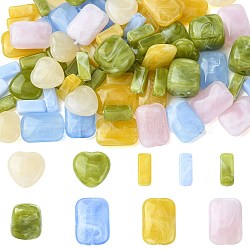 72Pcs 10 Styles Opaque & Transparent Acrylic Beads, Imitation Gemstone, Mixed Shapes, Two Tone, Mixed Color, 13.5~20x5.5~15.5x5.5~15.5mm, Hole: 1.4~3mm(OACR-FS0002-83)