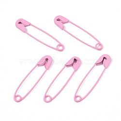 Spray Painted Iron Safety Pins, Cadmium Free & Nickel Free & Lead Free, Pearl Pink, 30~31x7x2.5mm(IFIN-T017-02M-NR)