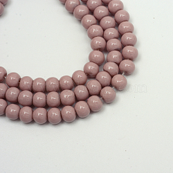 Painted Glass Bead Strands, Baking Paint, Round, Rosy Brown, 8mm, Hole: 1.3~1.6mm, about 100pcs/strand, 31.4 inch(DGLA-S071-8mm-B24)