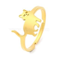 201 Stainless Steel Adjustable Ring for Women, Animal, Cat Shape, 11mm, Inner Diameter: 18mm(RJEW-D082-04D)