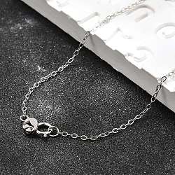 Anti-Tarnish Rhodium Plated Sterling Silver Necklaces, Cable Chains, with Spring Ring Clasps, Thin Chain, Platinum, 18 inch, 1mm(X-STER-M034-32B)