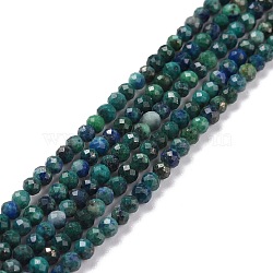 Natural Chrysocolla & Lapis Lazuli Beads Strands, Faceted, Round, 3~3.5mm, Hole: 0.7mm, about 138pcs/strand, 15.31''(38.9~39.2cm)(G-D463-08B)