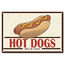 Vintage Metal Tin Sign, Wall Decor for Bars, Restaurants, Cafes Pubs, Hot Dog Pattern, 30x20cm(AJEW-WH0157-037)