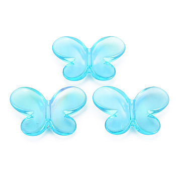 Transparent Acrylic Beads, Butterfly, Sky Blue, 21.5x29.5x6mm, Hole: 2mm