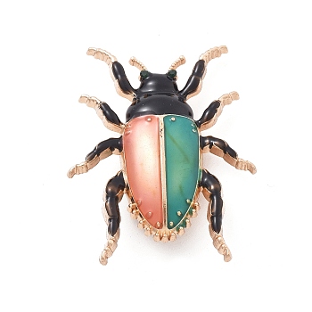 Beetle Enamel Pins, Alloy Brooches for Backpack Clothes, Colorful, 49x40mm