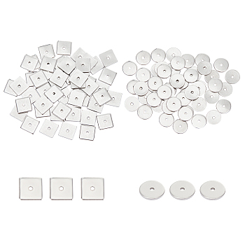 304 Stainless Steel Spacer Beads, Flat Round & Square, Stainless Steel Color, 8x0.8mm, Hole: 1.2mm,
100pcs/box