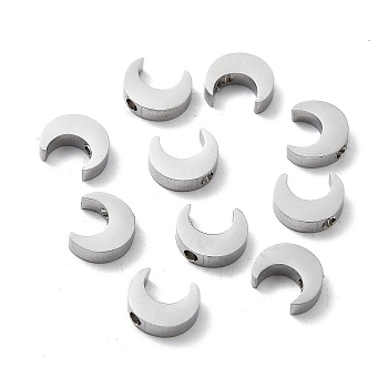 304 Stainless Steel Charms, Moon, Stainless Steel Color, 10x8.5x3mm, Hole: 1.6mm