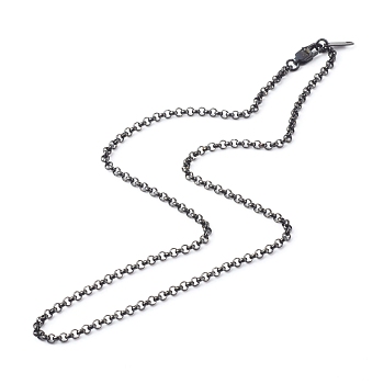 304 Stainless Steel Rolo Chain Necklaces, Gunmetal, 18.11 inch(460mm)