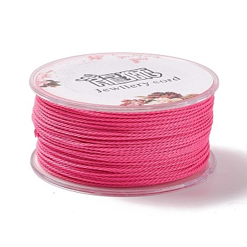 Round Waxed Polyester Cord, Twisted Cord, Deep Pink, 1mm, about 49.21 Yards(45m)/Roll