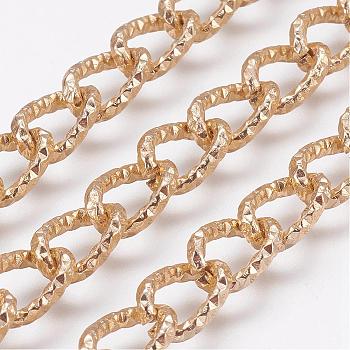 Aluminium Twisted Curb Chains, Unwelded, Light Gold, 10x7x3mm