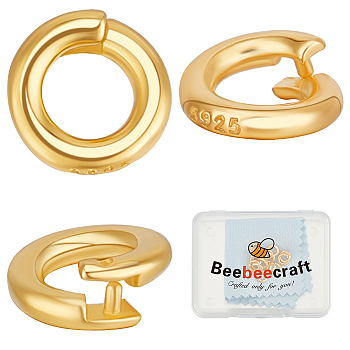 15Pcs 925 Sterling Silver Locking Jump Ring, Round Open Jump Ring, with 925 Stamp, Real 24K Gold Plated, 6x1mm, Inner Diameter: 3.5mm