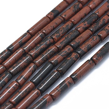 Natural Mahogany Obsidian Beads Strands, Column, 11~15x3.5~4.5mm, Hole: 1~1.2mm, about 28~30pcs/strand, 15.1~15.9 inch(38.5~40.5cm)