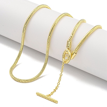 Brass Snake Chain Necklaces for Women, Real 18K Gold Plated, 20.08 inch(510mm)