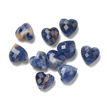 Natural Sodalite Beads, Faceted, Heart, 8x8x4.5mm, Hole: 1mm