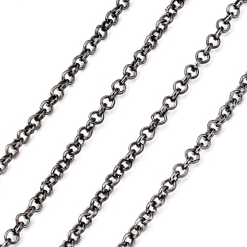 Iron Rolo Chains, Belcher Chain, with Spool, Unwelded, Lead Free, Gunmetal, 2x1mm, about 328.08 Feet(100m)/roll