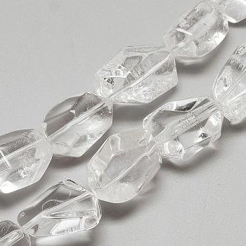 Natural Quartz Crystal Beads Strands, Rock Crystal Beads, Nuggets, 20~27x15~19x13~15mm, Hole: 1.5mm, about 15~20pcs/strand, 15.7 inch
