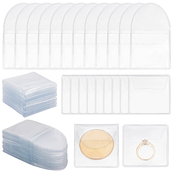 Elite 100Pcs 2 Styles Dustproof PVC Commemorative Coin Storage Envelope Bags for Jewelry, Square, Clear, 5.45~5.5x5.15~5.45x0.06~0.1cm, 50pcs/style