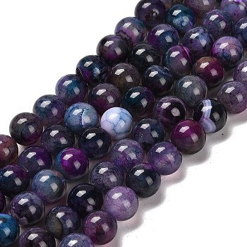 Natural Agate Beads Strands, Round, Dyed & Heated, Marine Blue, 10~10.5mm, Hole: 1.4mm, about 38pcs/strand, 15.08~15.20''(38.3~38.6cm)