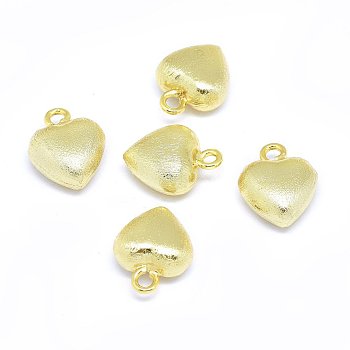 Brass Charms, Heart, Real 18K Gold Plated, 14x11.5x6mm, Hole: 2mm