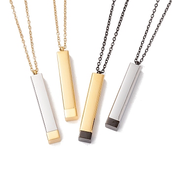 304 Stainless Steel Rectangle Bar Pendant Necklace, for Hidden Message Necklace Making, Mixed Color, 18.3 inch(46.5cm)